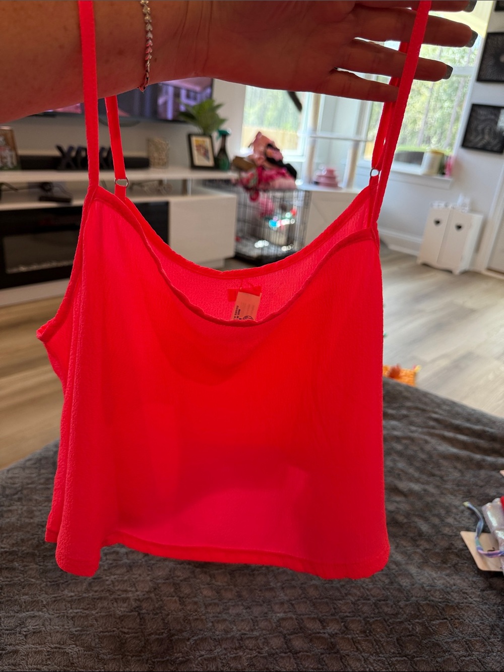 Hurley Bright Pink Adjustable-Strap Cami/Swim Tank